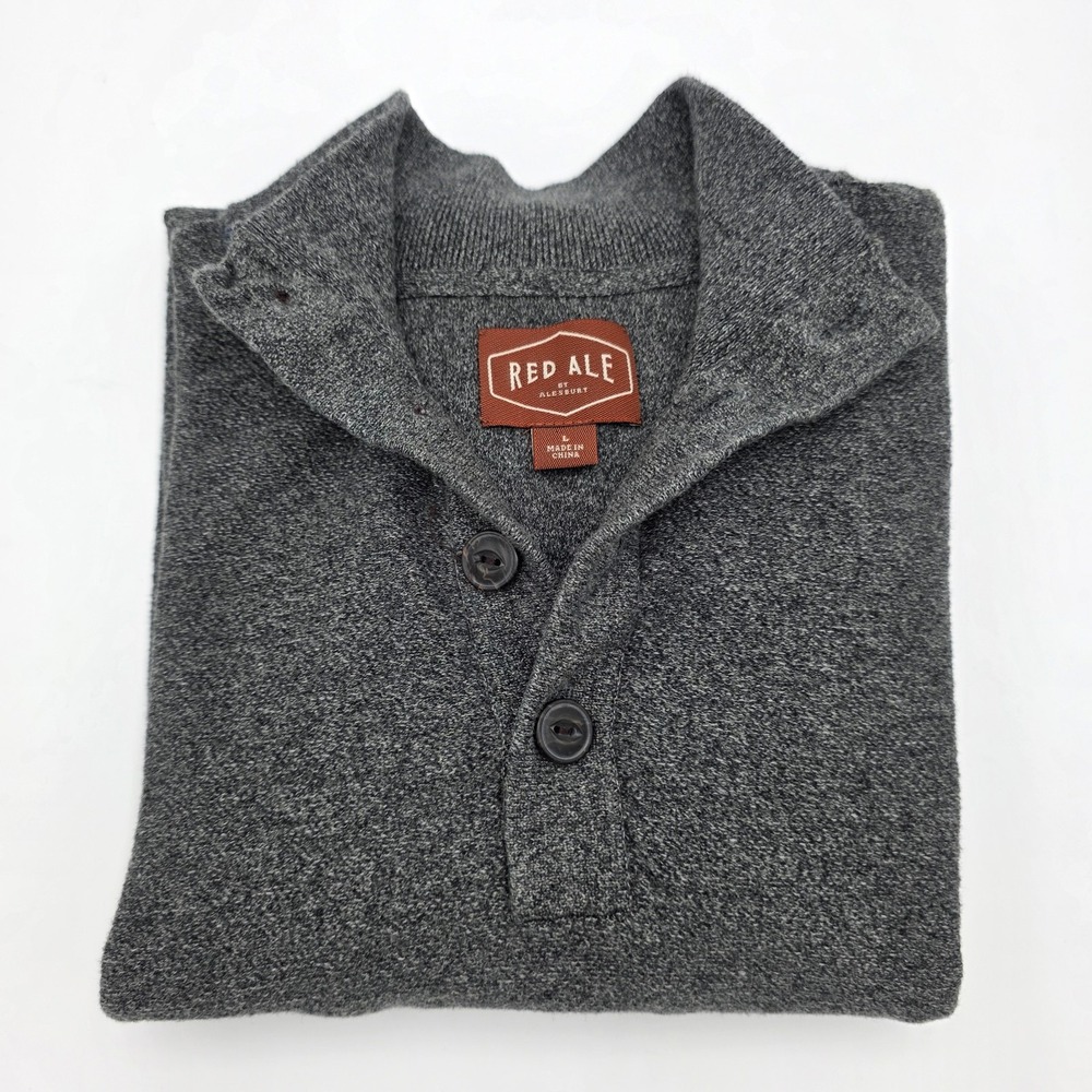 Red Ale By Alesbury Riverside Button Mock neck Sweater  Mens Charcoal Size Large